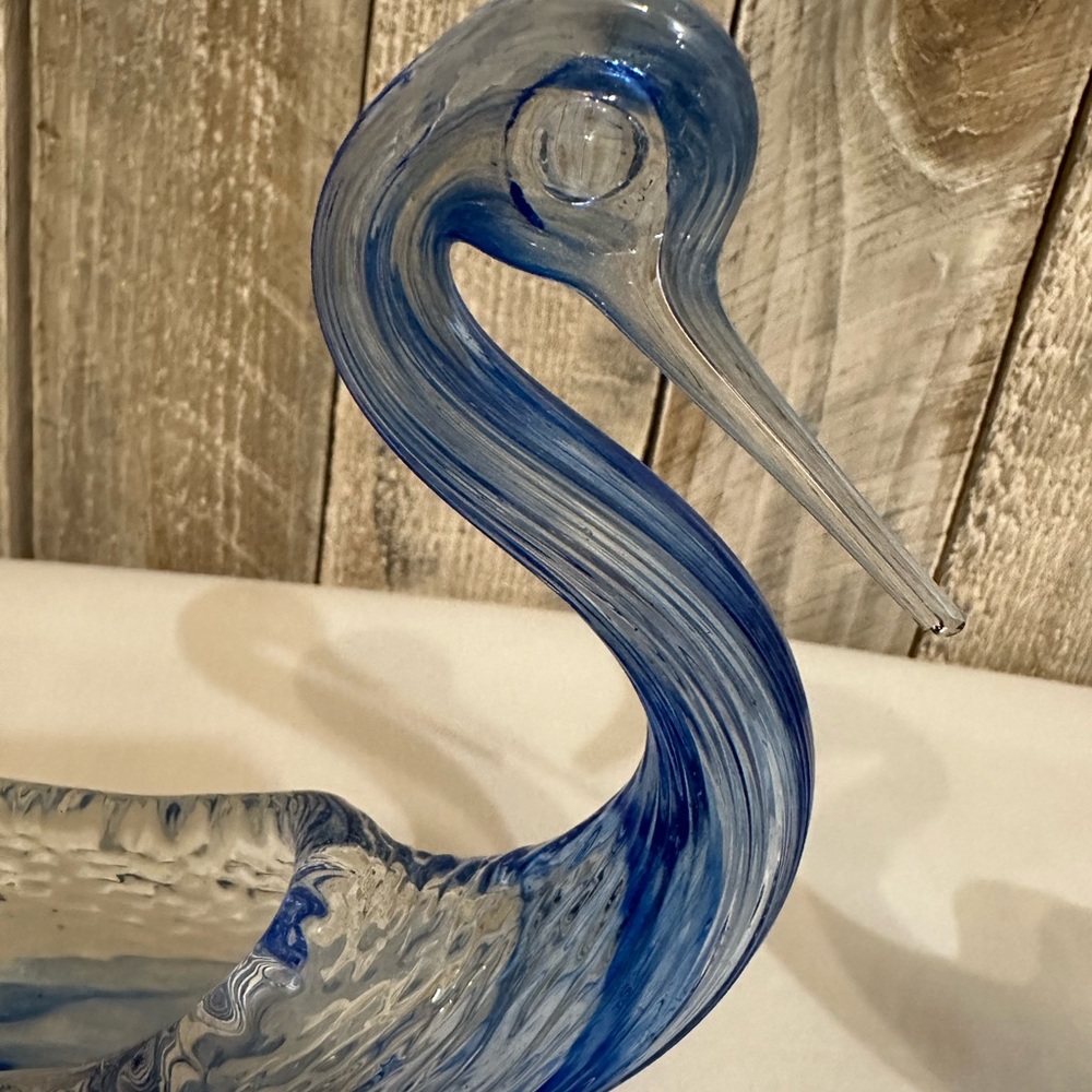 Pair of Vintage Blown Glass Swan Candy/Trinket Dishes